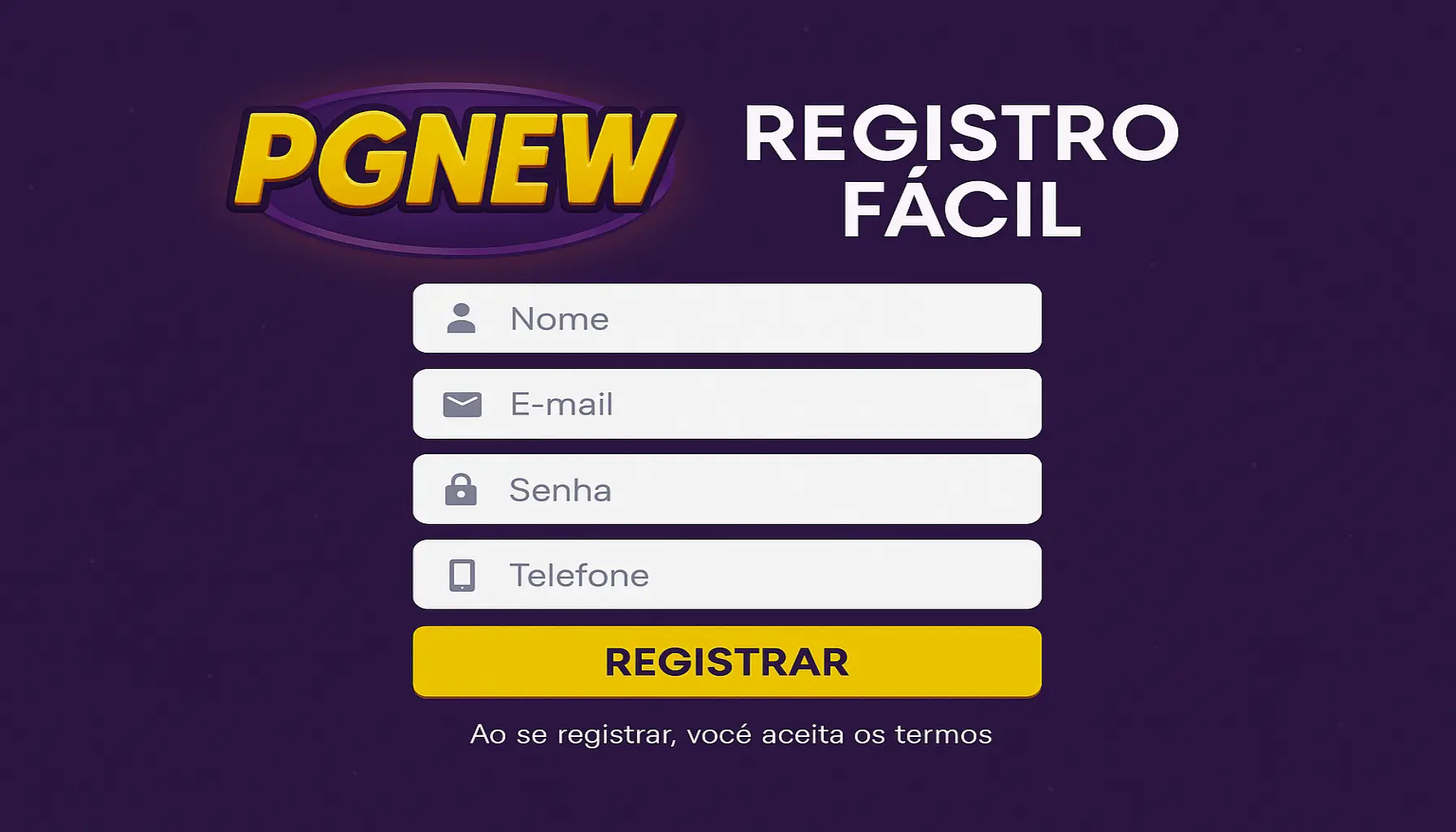 Não Perca tempo, o rRgistro na site PGNEW